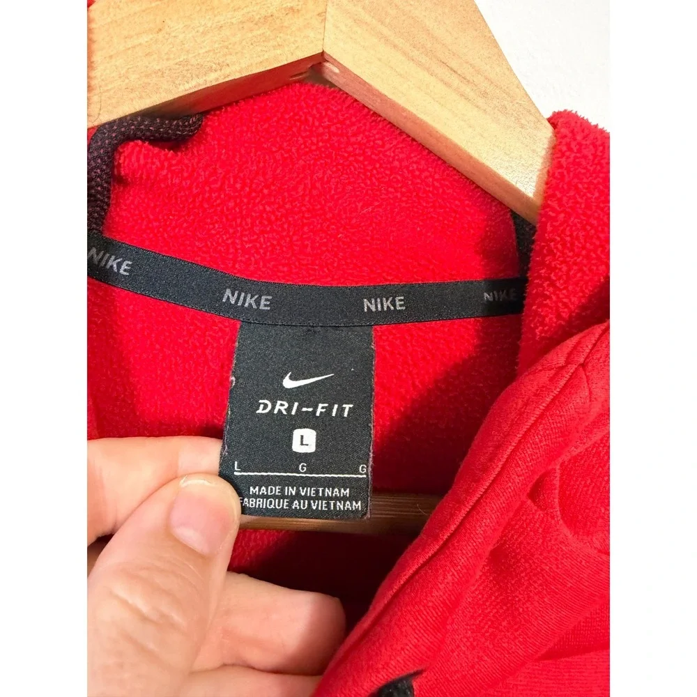 Nike DRI-Fit Therma Fleece Training Pullover Hoodie Red Mens Sz XL Big Swoosh